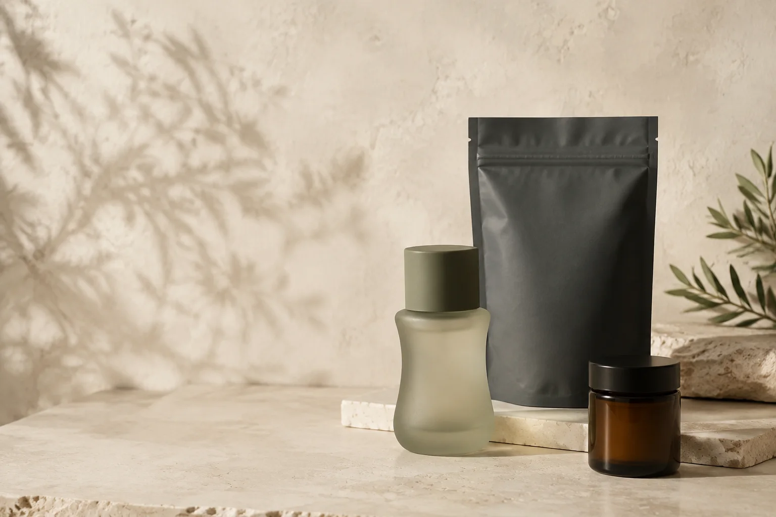 Unbranded consumer packaging representing CPG, beauty and supplements
